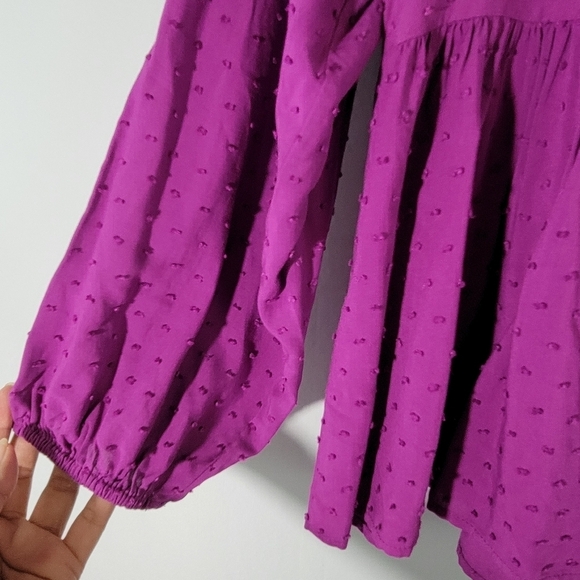 Lane Bryant Classic Top Sz 14 Long-Sleeve Split-Neck Button-Down Peplum Blouse - Picture 10 of 12